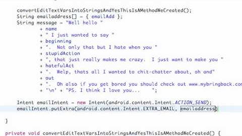 Android App Development for Beginners | 37 PutExtra method for an Email Intent