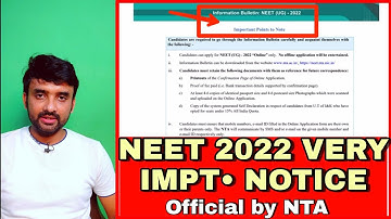 NTA (NEET 2022) OFFICIAL VERY IMPORTANT NOTICE||🔥🔥