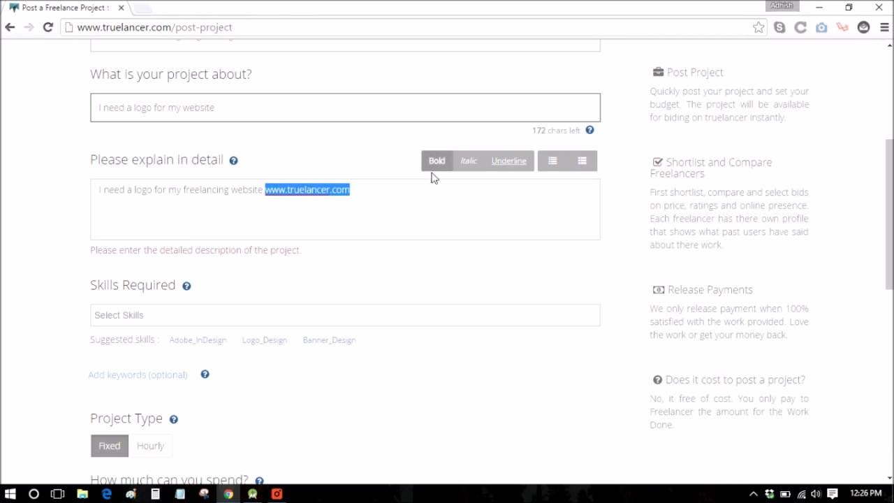 How to Post Project on Truelancer Website - Tutorial