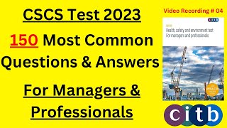 CSCS Test 2023  150 New Q&A for Managers & Professionals | CSCS Card UK | CiTB Test UK 2023
