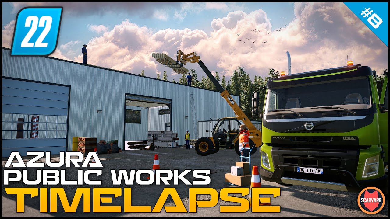 🚧 Building A Garage - Lifting Pallets Onto The Roof ⭐ FS22 Azura Public ...