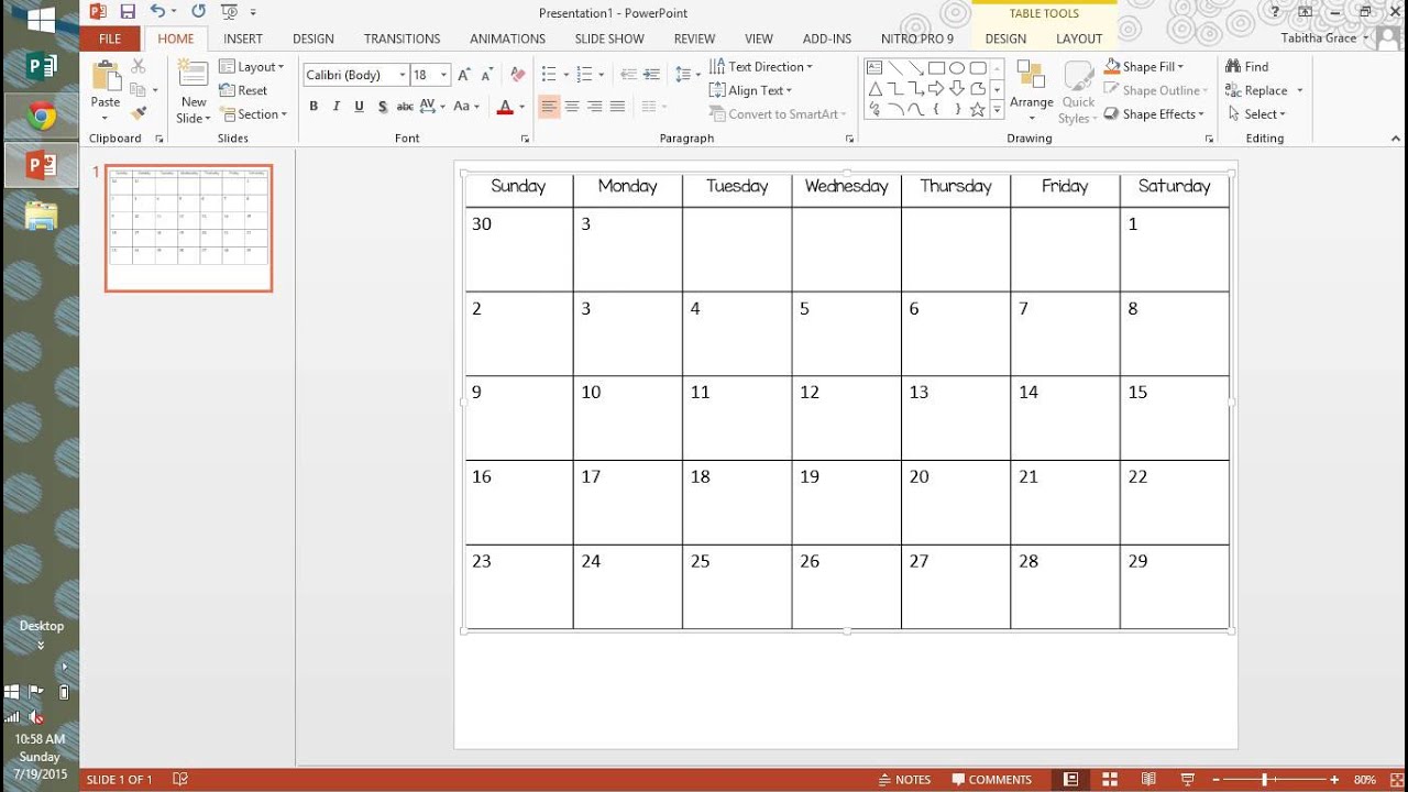 How To Create A Calendar In Powerpoint Printable Form Templates And