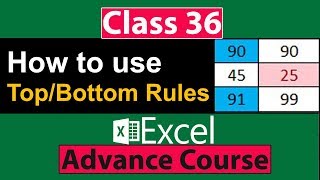 How to use Top/Bottom Rules Options in Excel in Urdu - Class No 36