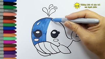 Làm thế nào để vẽ một con cá voi kawaii 🐋 dễ dàng | từng bước học NGAY BÂY GIỜ ✅ Bản vẽ KAWAII