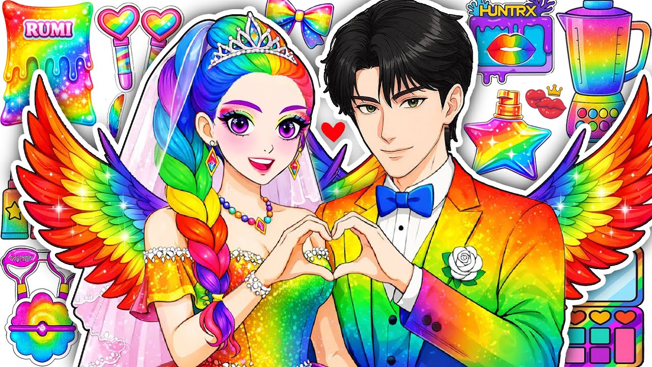 🌸Paper DIY🌸 KPOP DEMON HUNTERS Couple Rumi x Jinu Family Colorful Hair Care Skincare  + Makeup 💄