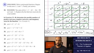 Big Ideas Math [IM3]: 3.6 - The Fundamental Theorem of Algebra (Lecture & Problem Set)