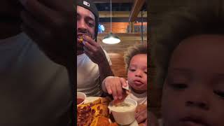 We went to Texas Roadhouse and he showed out!!!