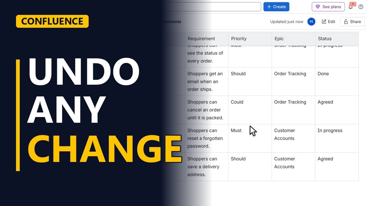 Page History in Confluence: Compare and Restore