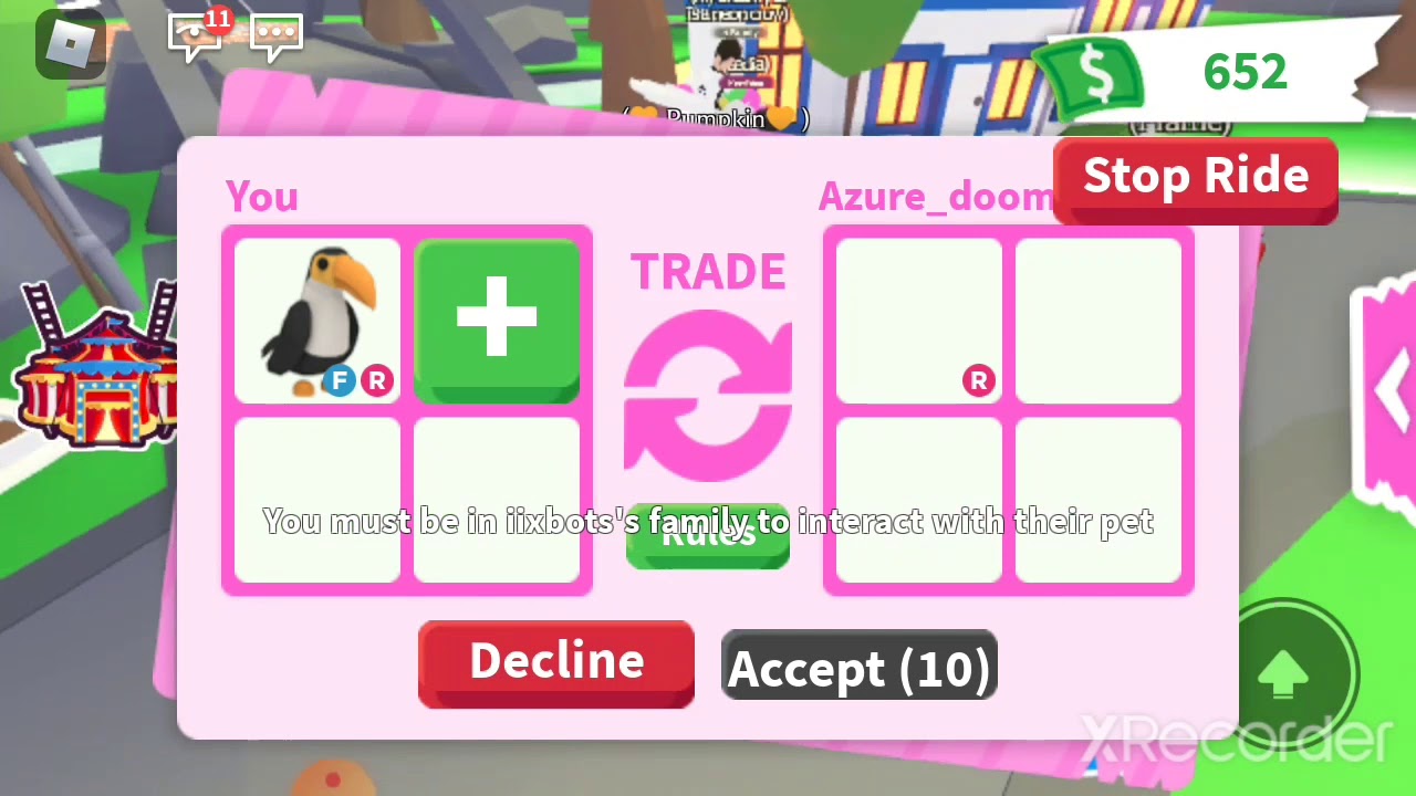 Trading a ride fly Toucan!! (Roblox adopt me) YouTube