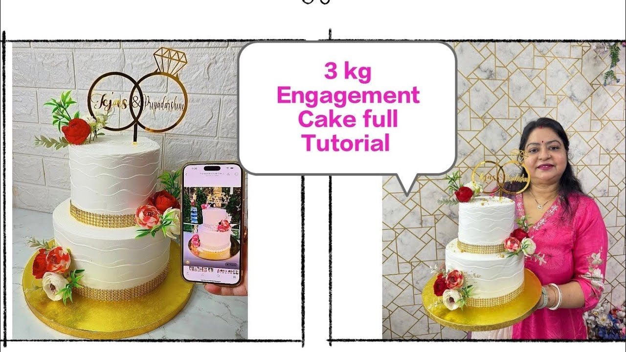 3 kg two tier Engagement Cake Tutorial 