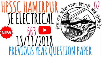 Part-02|post code-663|HPSSC-JE(ELECTRICAL)| TECHNICAL PAPER Solution #hpjeelectrical