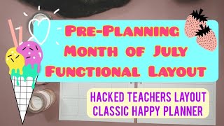 Functional Pre-Planning Classic Happy Planner  || ModifiedTeachers Layout || July 2022