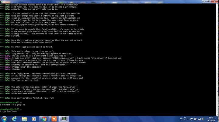 sshd config with cygwin