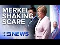 Germany’s Angela Merkel “fine” after incident during ceremony | Nine News Australia