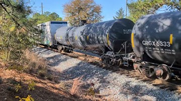 CSX 3081 and CSX 5458 lead a regular sized mixed freight train north bound Saturday 11/8/2025