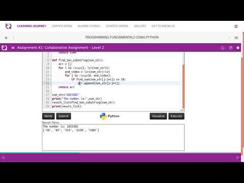 InfyTQ PF Day6 Video 7 Assgn 41 ten substring