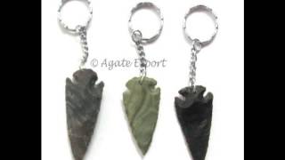 Arrowheads Keyrings Wholesale Arrowheads Keychains, Agate Keychains, Gemstone Keyrings
