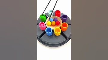 Color Sorter ASMR! Wooden Balls Reverse and Colorful Cups/#Satisfying #woodenballs #marbleballs