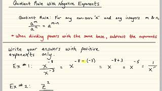 Quotient Rule with Negative Exponents