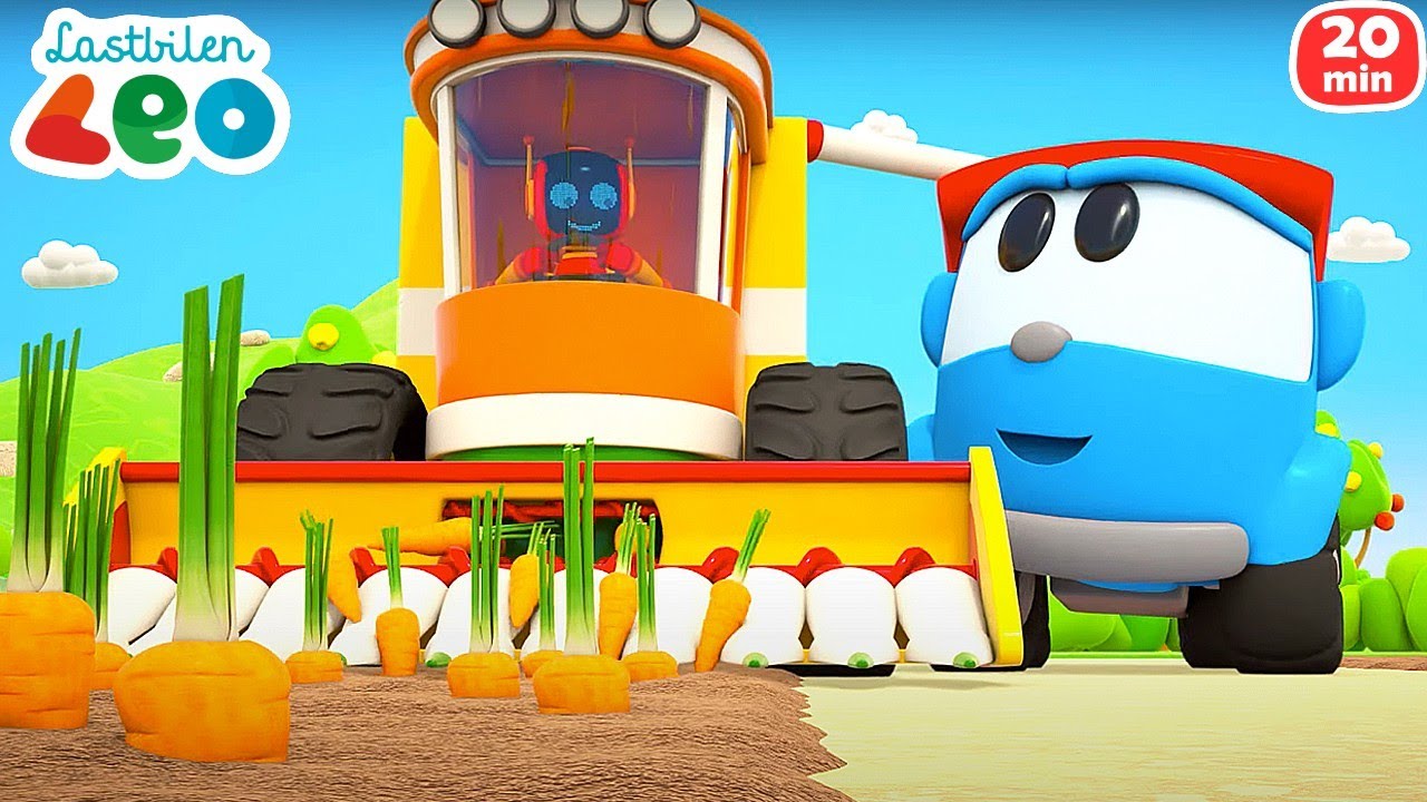 Spel för barn med Lastbilen Leo. Gårdsbyggnader & jordbruksfordon för barn. Bilserier på svenska
