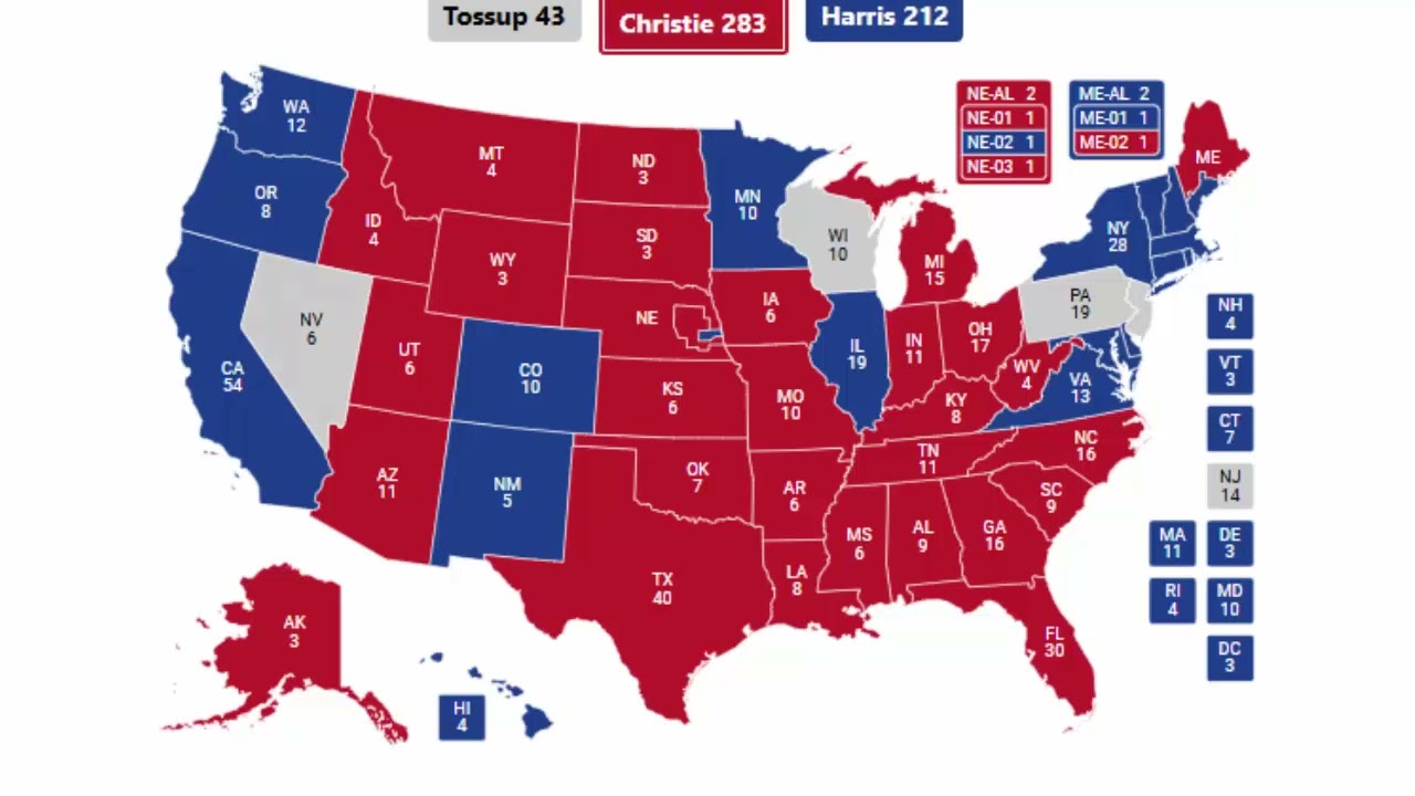 Alternate History 2024 Election Prediction - Chris Christie vs Kamala Harris