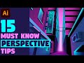 15 MUST KNOW Perspective Tips | Illustrator tutorial (Cyberpunk City Illustration)
