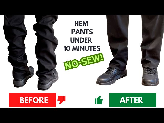 EASY No Sew Way to Hem Uniform Pants with fabric hemming tape