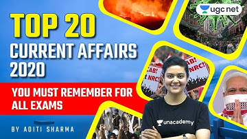 07:30 AM - UGC NET | Current Affairs by Aditi Sharma | Top 20 Current Affairs 2020 (Part-2)