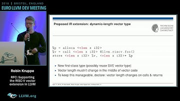 2018 EuroLLVM Developers’ Meeting: R. Kruppe “Supporting the RISC-V Vector Extensions in LLVM ”