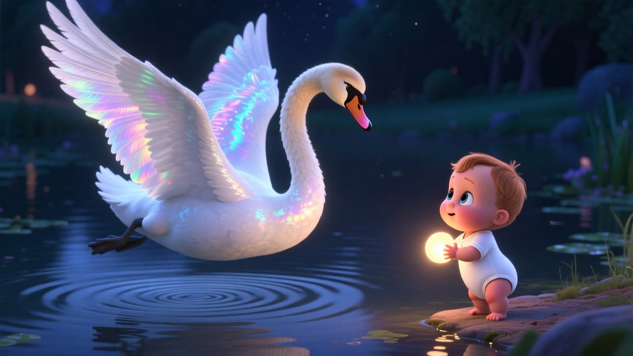 Swan Glides on Firework Pond 🦢🎆 Magical Night Song for Kids | Toddler Pond Rhyme