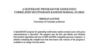 Generating Insights: A QuickBASIC Program for Correlated Random Scores