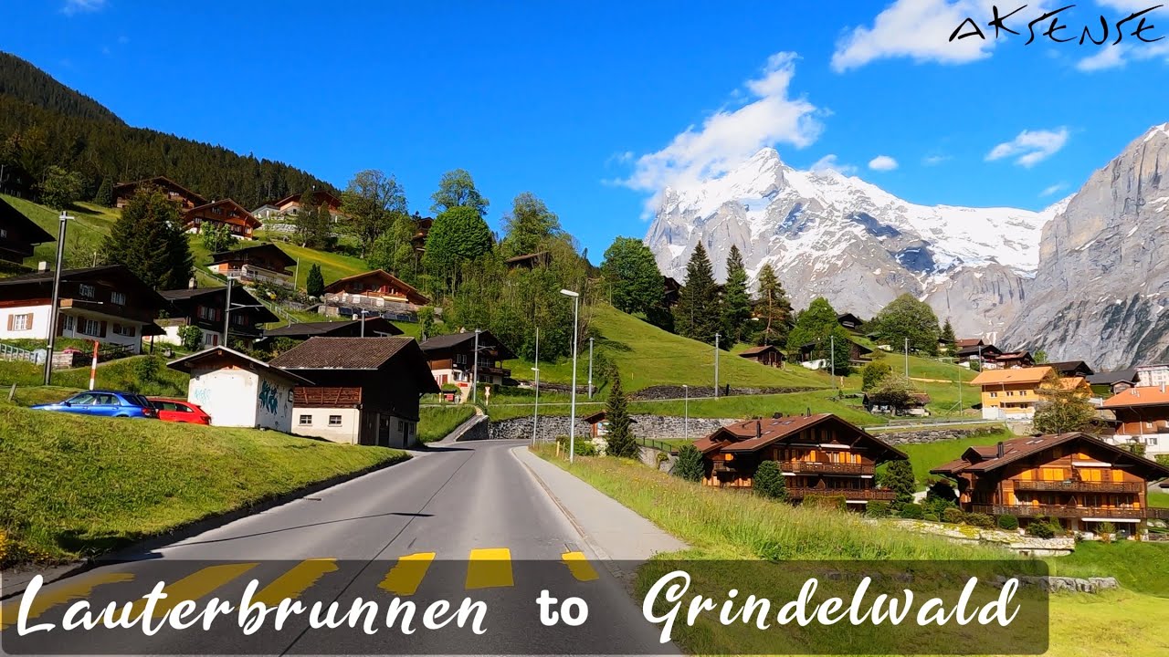 Lauterbrunnen to Grindelwald Car Driving Switzerland 4K 5K UHD Video