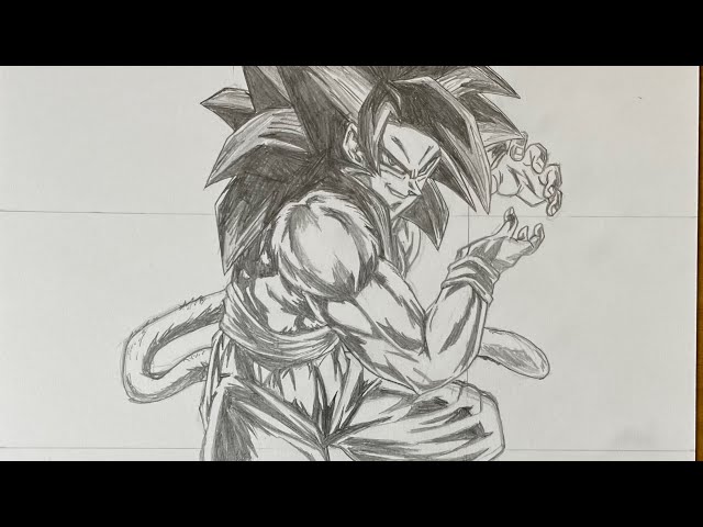 How To Draw Goku Super Saiyan 4 - Step By Step Tutorial 