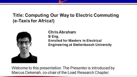 SAIEE Load Research Chapter | "Computing Our Way to Electric Commuting (e-Taxis for Africa!)"