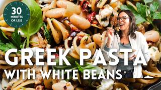 Greek Pasta with White Beans and Vegetables