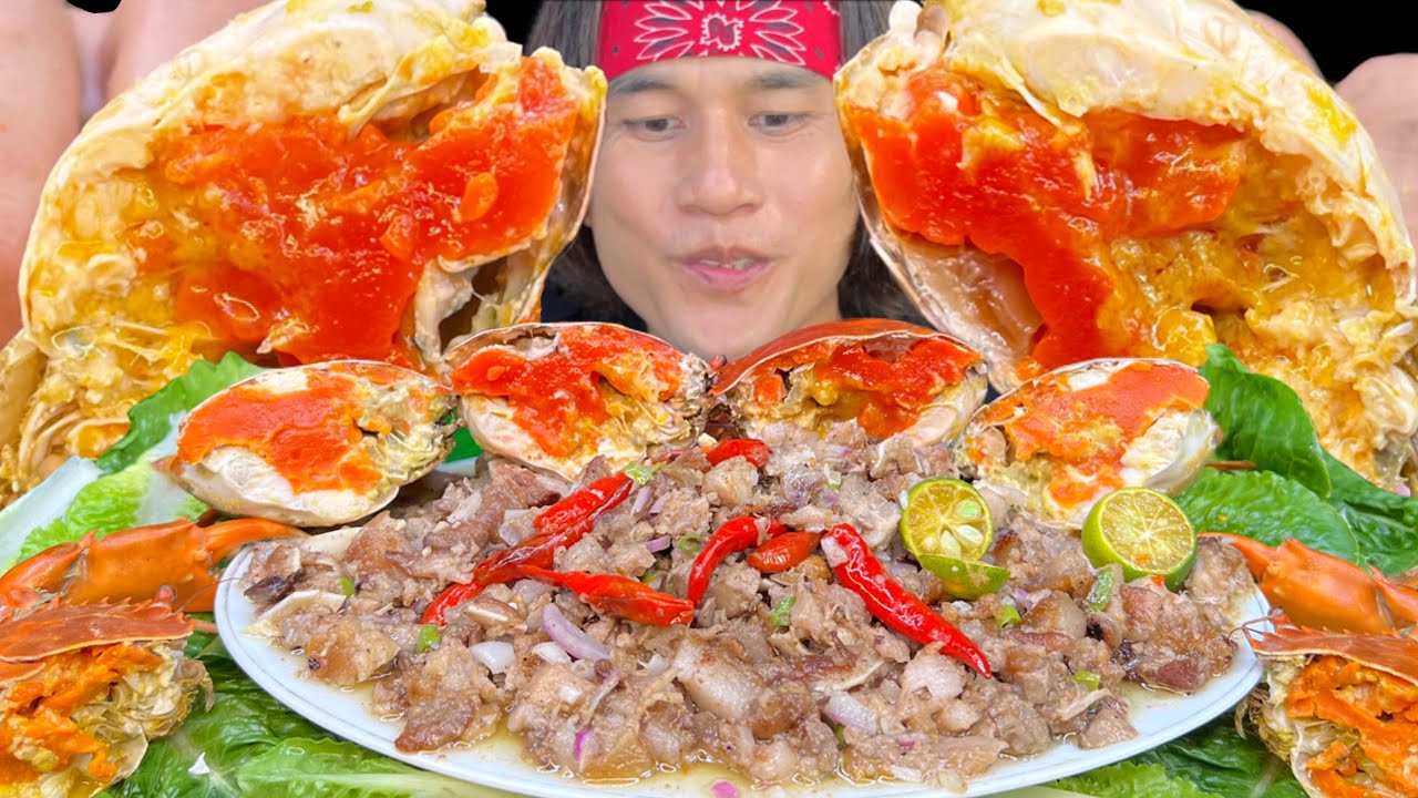 SPECIAL SISIG & FEMALE CRABS WITH A LOT OF ALIGUE 2024 MUKBANG