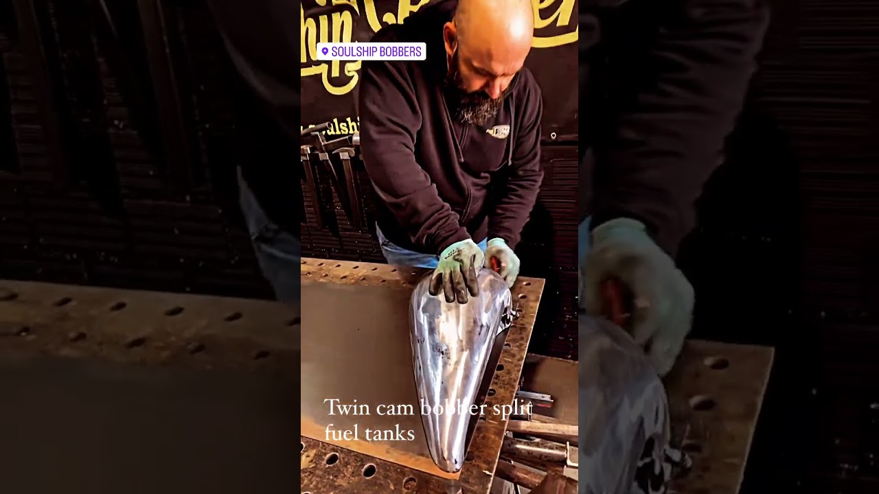 Scenes from the Fuel Tank Build Process for a Crossbones Bobber__SSB customs 