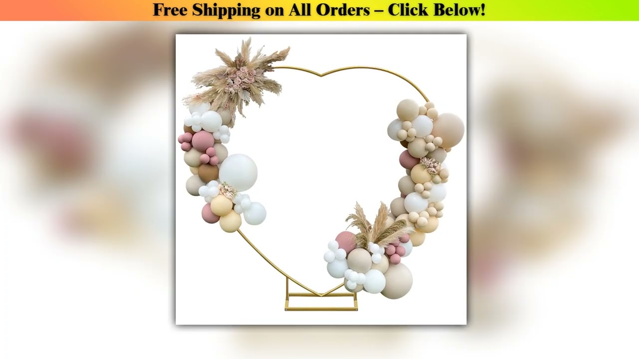 Heart Shape Wedding Arches for Ceremony,6.7ft Gold Arch Backdrop Stand,Metal Heart Shape Balloon