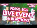 FOSSIL EGG LIVE EVENT 🦖🥚 ft. YouTuber reactions! 🎙️ WORLD RECORD in Adopt Me! on Roblox