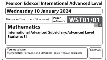 IAL S1 January 2024 Question Paper solution Edexcel WST01/01 (Statistics 1 S1)
