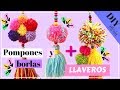 POMPONES DE LANA FÁCIL  +  3 IDEAS DE LLAVEROS de lana paso a paso