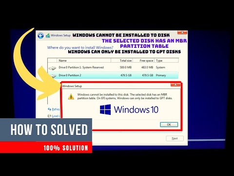 Fix "Windows Cannot Be Installed To This Disk, The Selected Disk Has an MBR Partition Table" Error