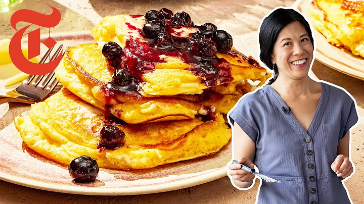 Fluffy Lemon Ricotta Pancakes with Blueberry Syrup...