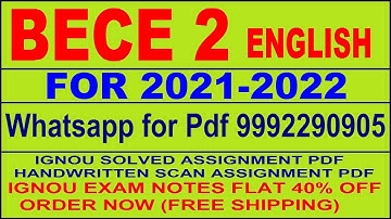 BECE 2 in English Solved Assignment 2021-22 PDF @20rs / IGNOU EXAM NOTES, Guides 40% Flat.