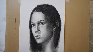 Drawing a girl with charcoal | Portrait timelapse