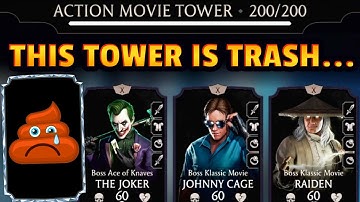 MK Mobile. I Beat Action Movie Tower Battle 200 on My BEGINNER Account. I