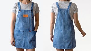 🧵 Transform Old Jeans into a Denim Overall Dress – DIY Upcycling Old Denim!