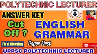 ENGLISH GRAMMAR||UPPSC Polytechnic Lecturer Answer Key||English First Paper|#polytechnic #cutoff