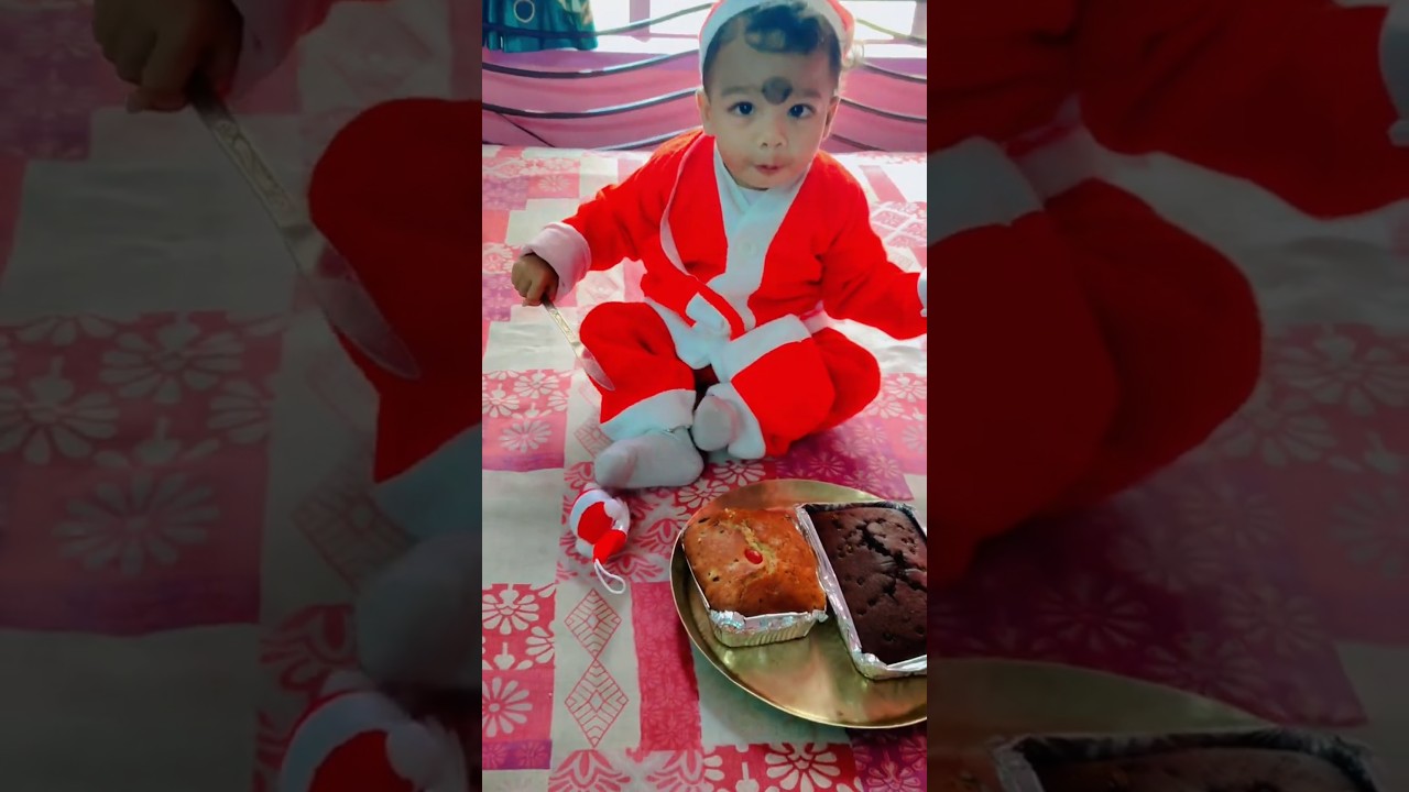 My Little Santa Claus 🧑‍🎄🧿✨ cake কাটছে।।‌ 25th December 