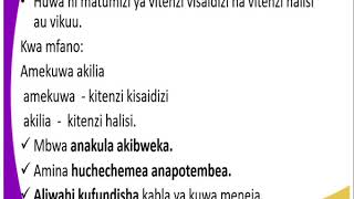 Kiswahili kidato cha 4, vitenzi 2,kipindi cha 10
